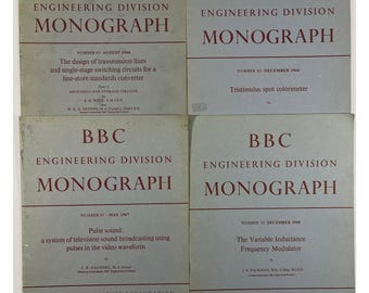 Lot of 4 BBC Engineering Division Monograph Booklet 1966-68 Broadcast TV Radio