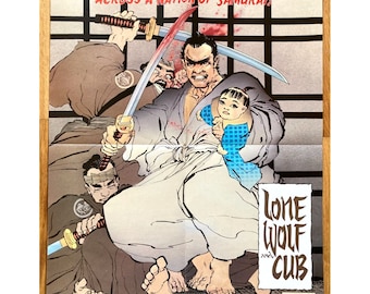 LONE WOLF And CUB 1987 Frank Miller Promo Poster First Comics #1 Cover Art 18x23 Vintage