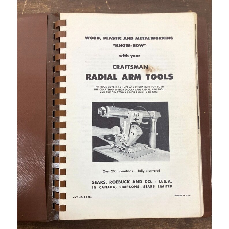 Vintage Craftsman Radial Arm Tools Book Manual Sears Roebuck 1960