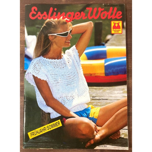 Vintage 80s ESSLINGER WOLLE German FASHION Catalog Knitting Pattern Sweater Yarn