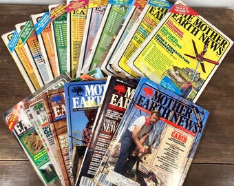 Lot of 16 MOTHER EARTH NEWS Magazines 1977-1988 Homestead Gardening Farming Vintage Ads