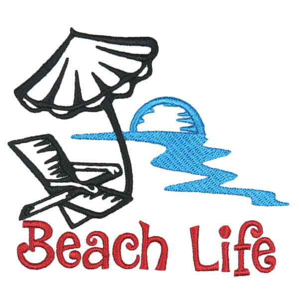 Beach Life Embroidery Design - Instant Download