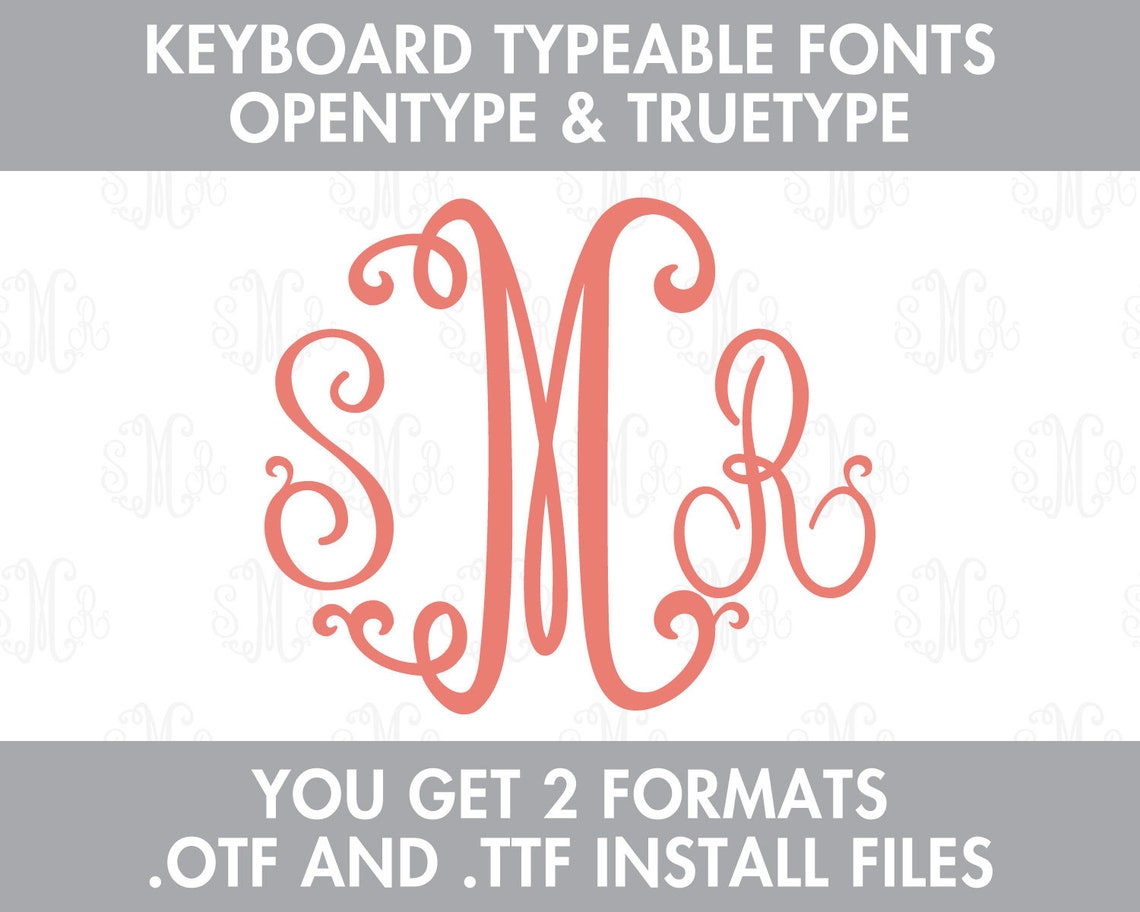 Suzanne Curlz Monogram Truetype Font Keyboard Typeable OTF TTF - Etsy