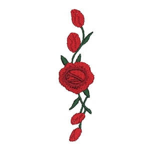 Red Rose Decor Embroidery Design - Instant Download