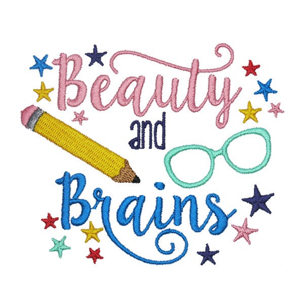 Beauty and Brains Embroidery Design Instant Download Etsy