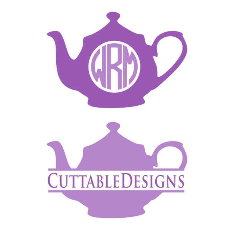 Teapot Monogram and Split Cuttable Design PNG DXF SVG & eps Etsy