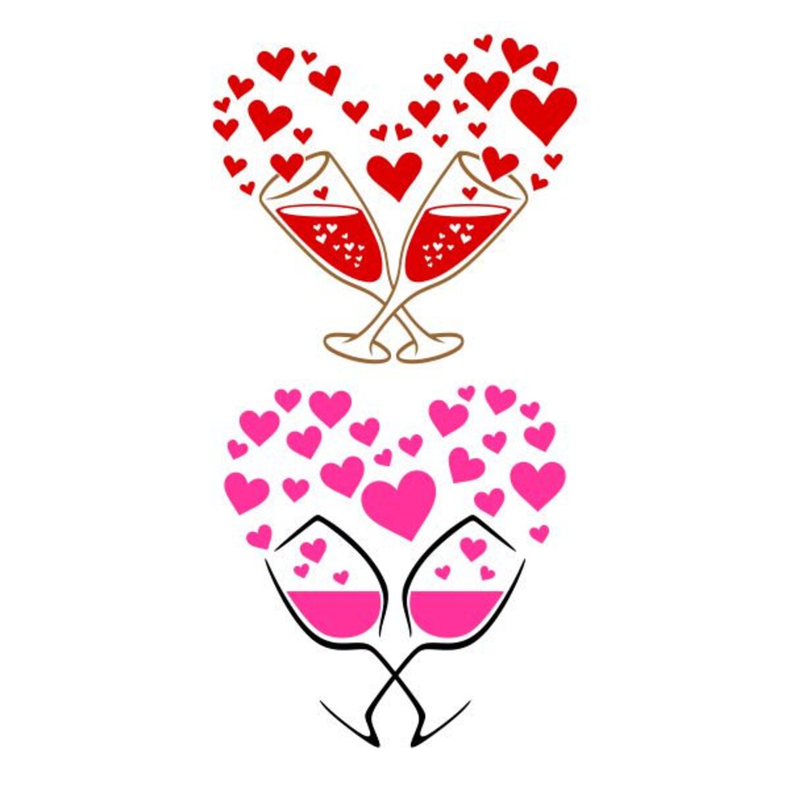 Wine Glasses Heart Cuttable Design PNG DXF SVG & Eps File for Etsy