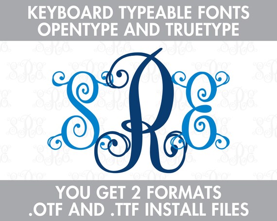 Fiona Interlocking Monogram Truetype Font Keyboard Typeable | Etsy