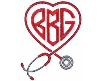 Stethoscope Love Embroidery Frame - INSTANT DOWNLOAD