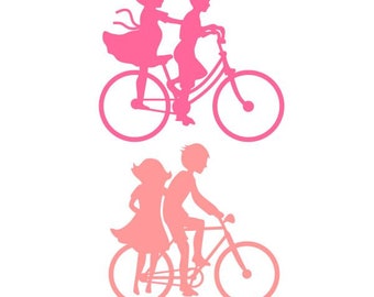 Instant Download Young Love Couple on Bicycle Embroidery Design