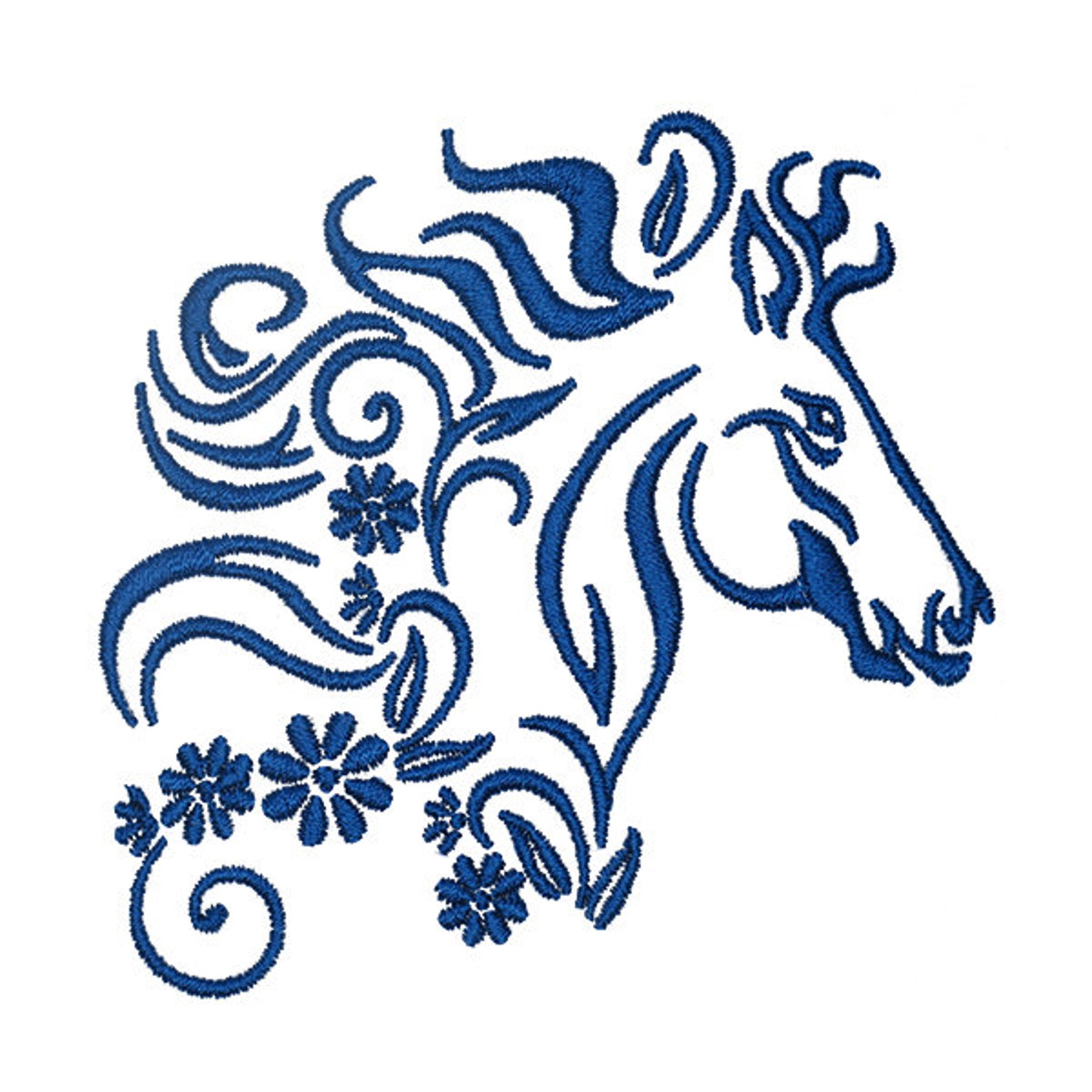 Floral Horse Head Embroidery Design Instant Download Etsy