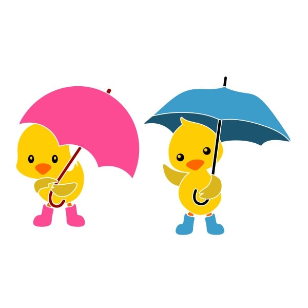 Baby Duck et Umbrella Cuttable Design PNG DXF SVG - eps File pour Silhouette Cameo et Cricut