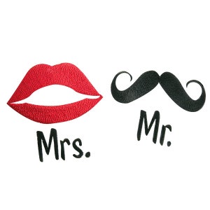 Mr. and Mrs. Embroidery Designs - Instant Download