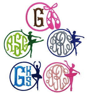 Ballerina Monogram Embroidery Frames - Instant Download