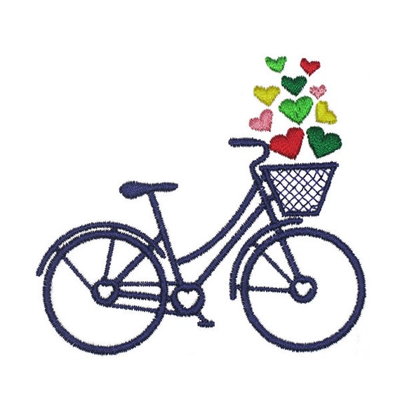 Valentines day hearts bicycle bike machine embroidery  etsy Valentines day hearts bicycle bike machine embroidery  etsy