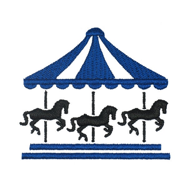 Horse Carousel Ride Embroidery Design - Télécharger instantanément