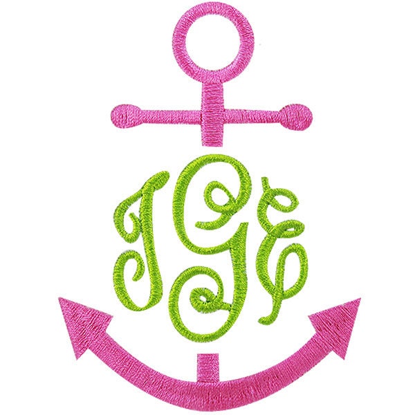 Anchor Monogram Embroidery Design Etsy