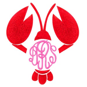 Lobster Monogram Frame Embroidery Designs - Instant Download
