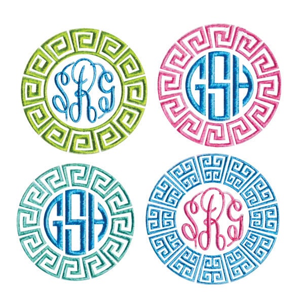 Greek Key Monogram Frame 2 Embroidery Designs - Instant Download