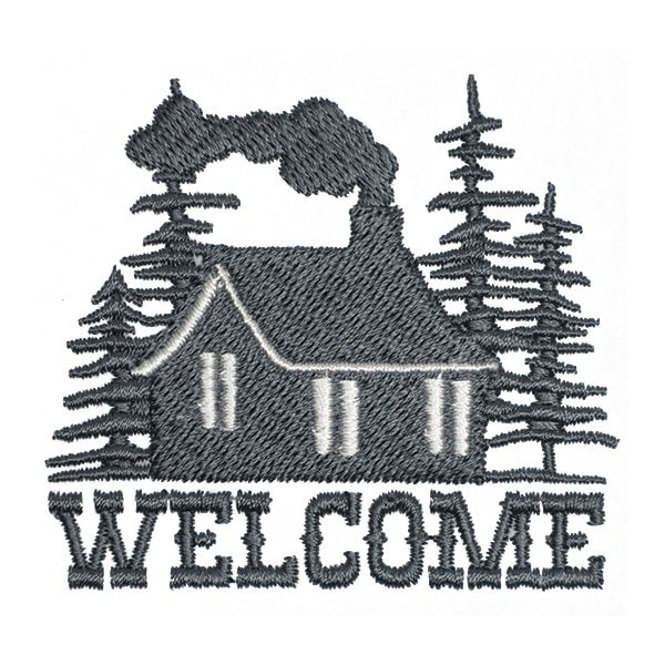 Welcome Log Cabin Embroidery Design - Instant Download