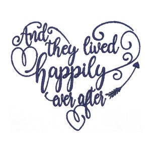 Wedding And They Live Happily Ever After Hear Machine Embroidery Design - Instant Download PES DST