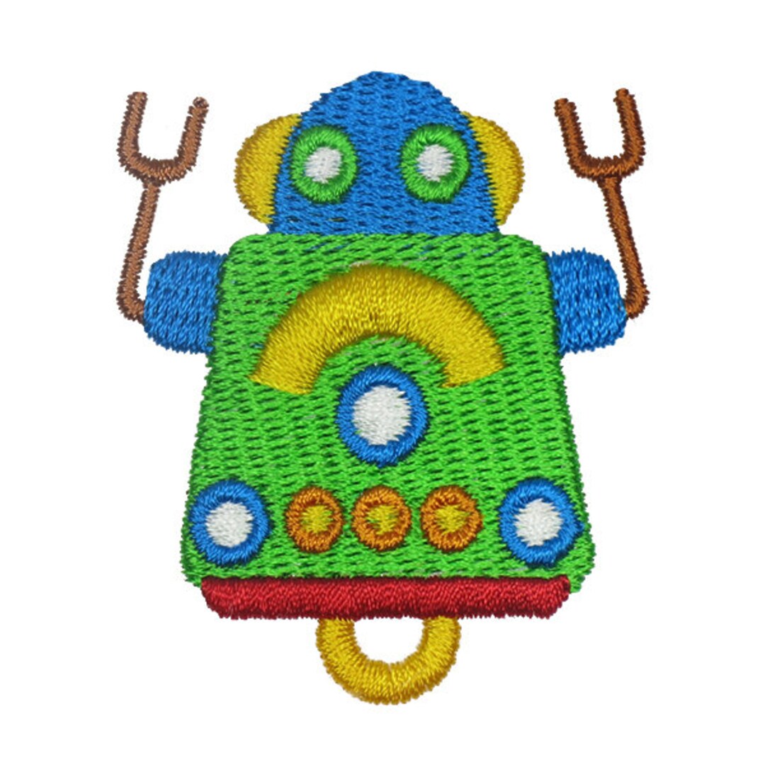 Robot Embroidery Design Instant Download Etsy