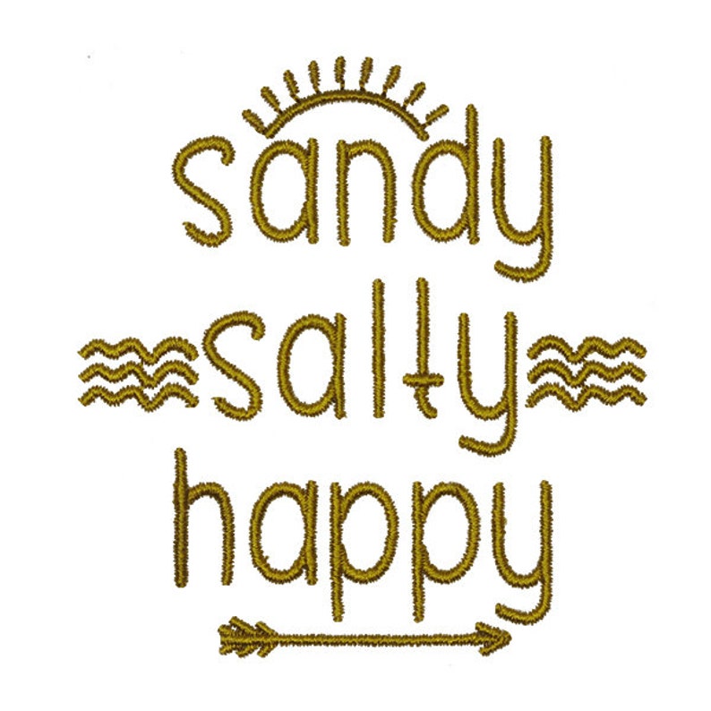 Sandy Salty Happy Embroidery Design Instant Download Etsy