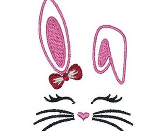 Cute Bunny Face Embroidery Design - Instant Download