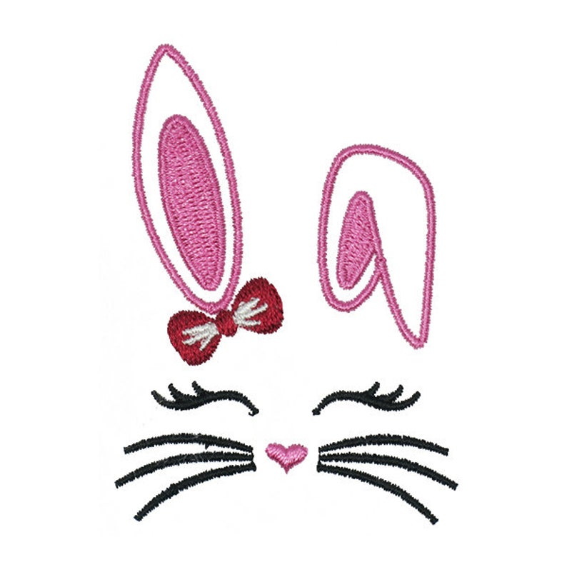 Cute Bunny Face Embroidery Design Instant Download image 1