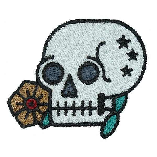 Memento mori skull embroidery design instant download  etsy