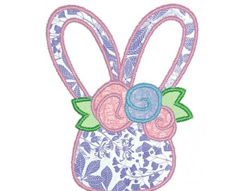 Easter Bunny Applique Embroidery Design - Instant Download