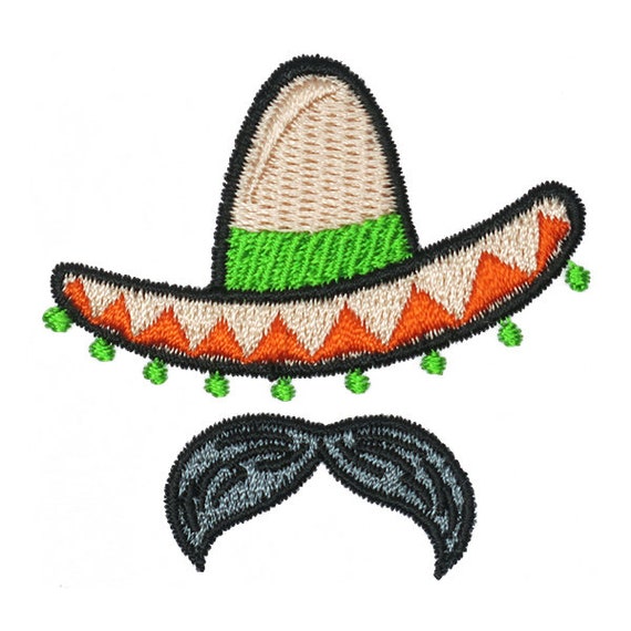 Design di ricamo cappello Sombrero messicano - Download istantaneo
