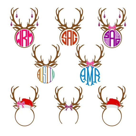 Antlers Pack Monogram Cuttable Frame PNG DXF SVG &amp; Eps File | Etsy