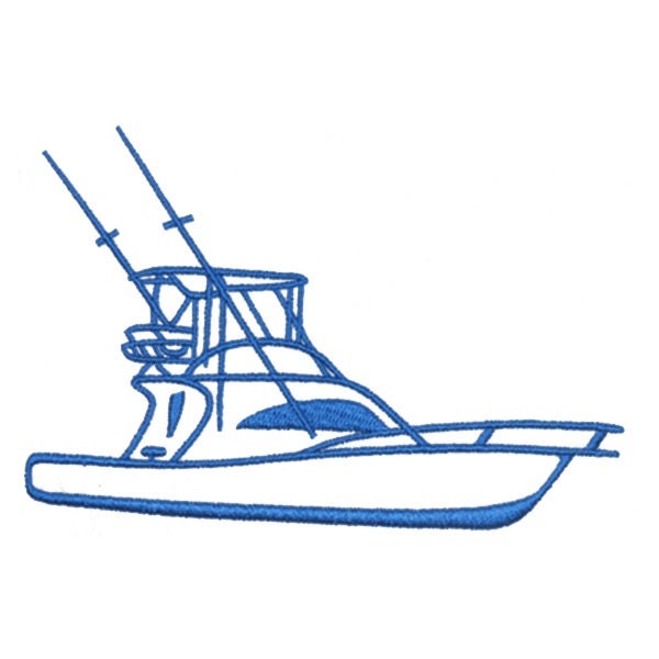 Fishing Boat Embroidery Design - Instant Download