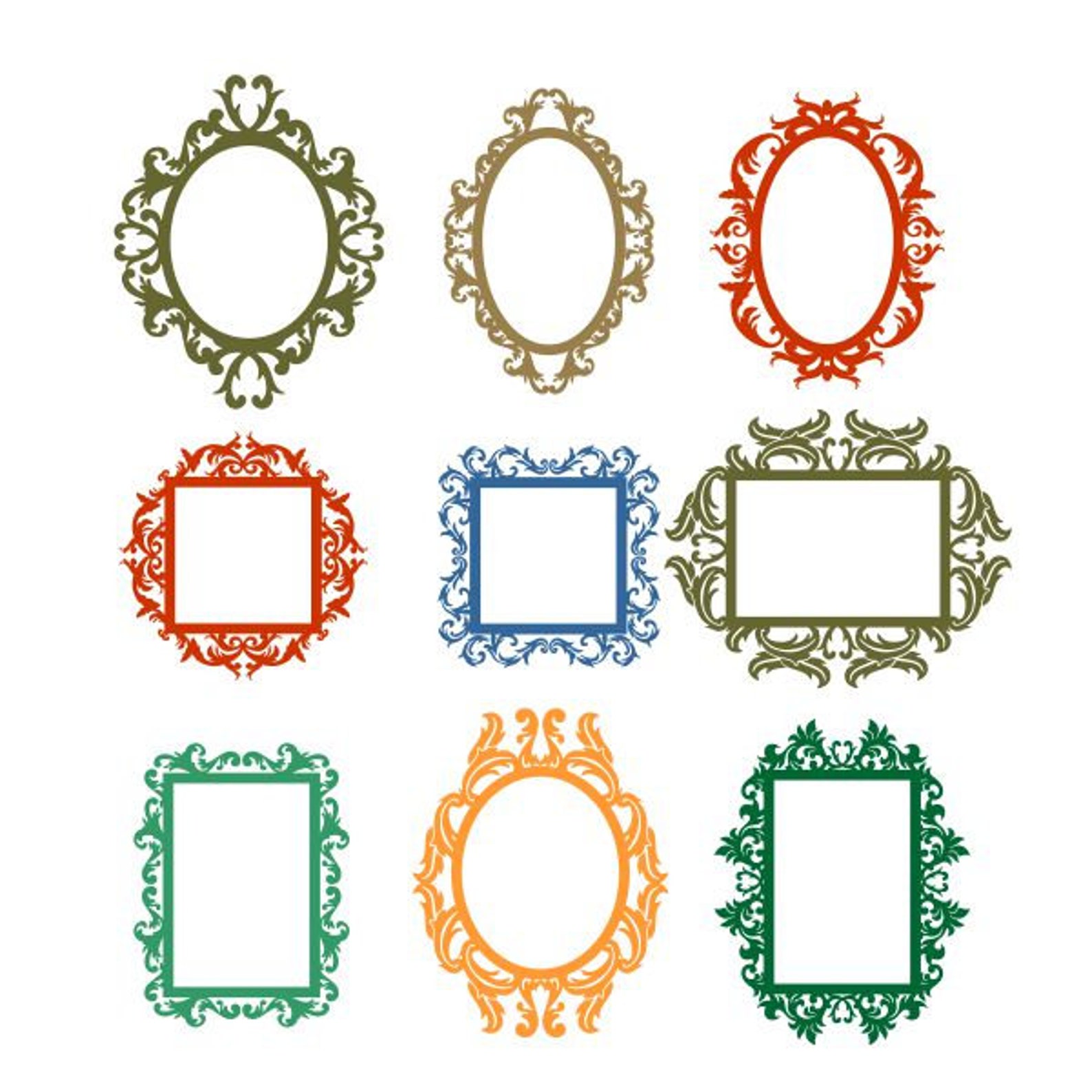 Baroque Frame Cuttable Design PNG DXF SVG & eps File for Etsy