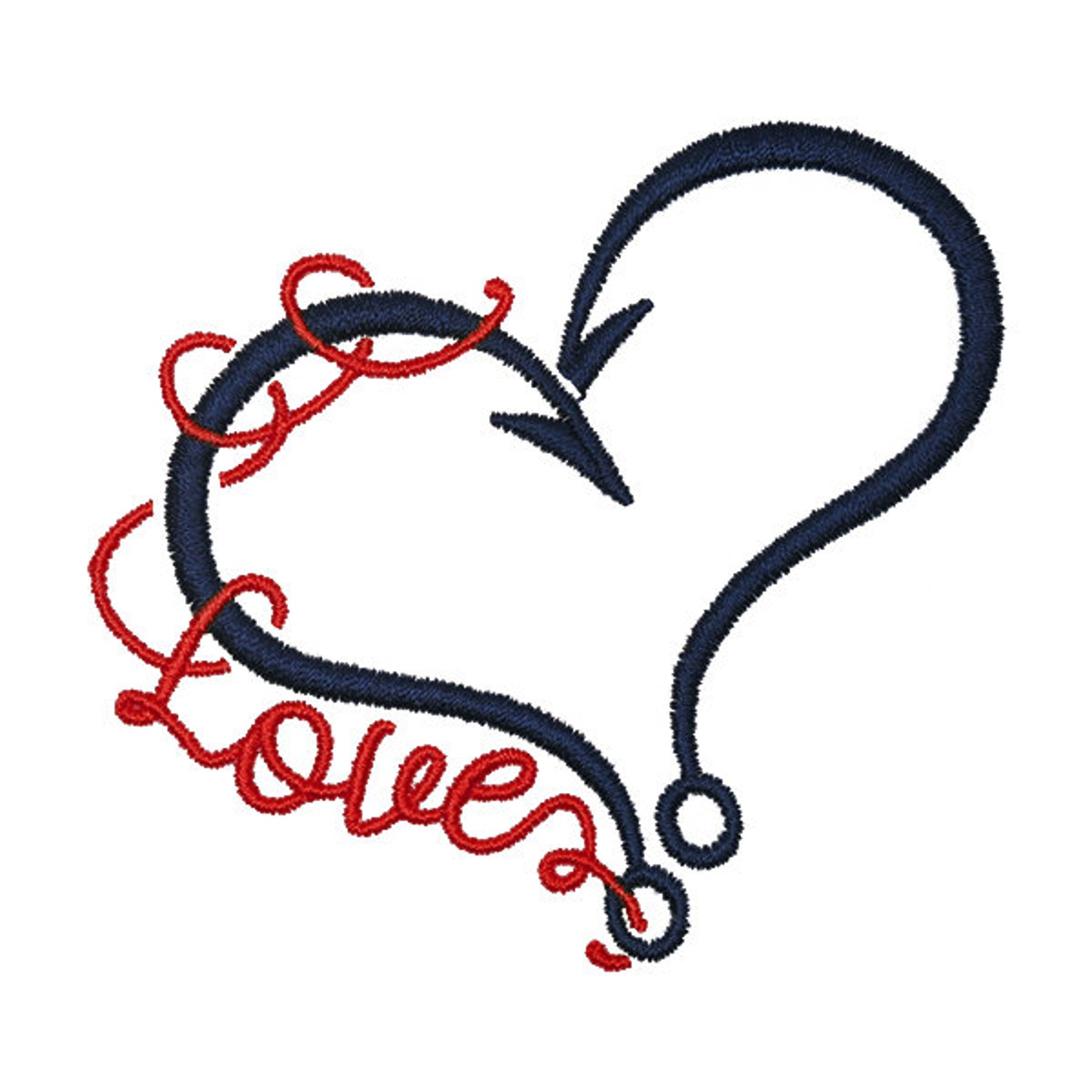 Fishing Hooks Heart Love Embroidery Design Instant Download Etsy