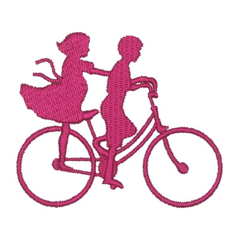 Instant Download Young Love Couple on Bicycle Embroidery Design