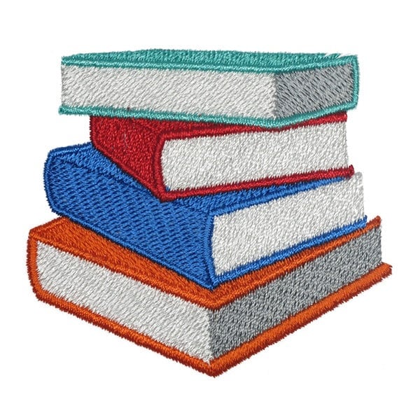 Pile of Books Embroidery Design - Instant Download