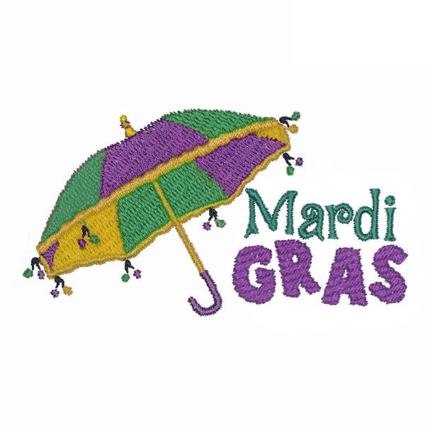 Mardi Gras Umbrella Embroidery Design - INSTANT DOWNLOAD