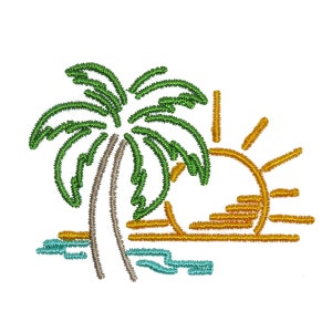 Palm Tree Line Embroidery Design - Instant Download