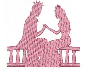 Princess and Prince Embroidery Design - Instant Download