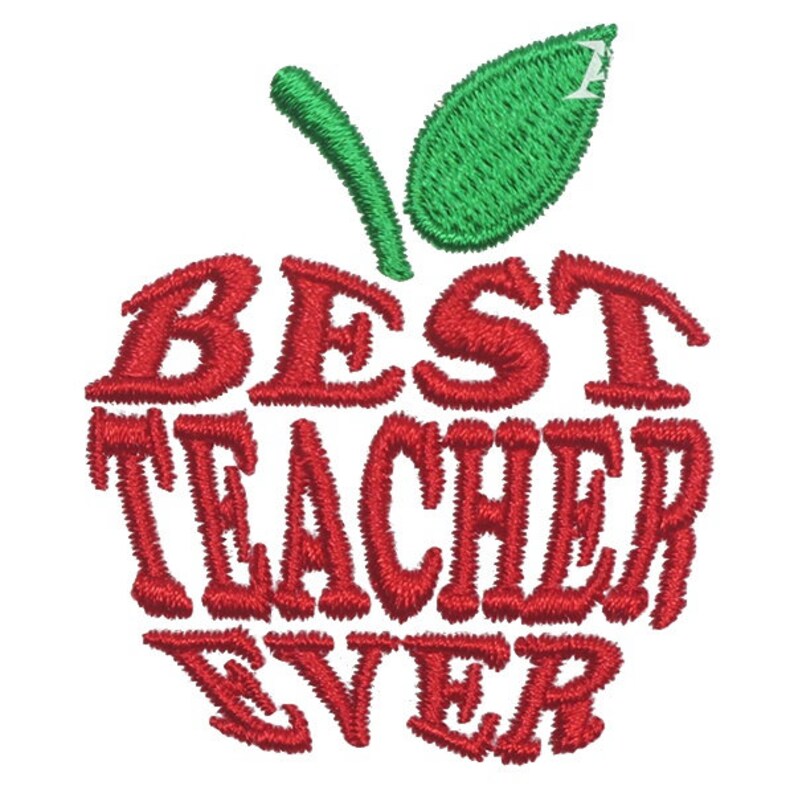 Best teacher ever apple embroidery design instant download  etsy