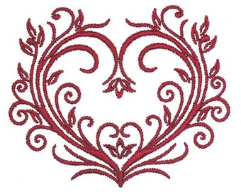 Flourish Heart Embroidery Design - INSTANT DOWNLOAD