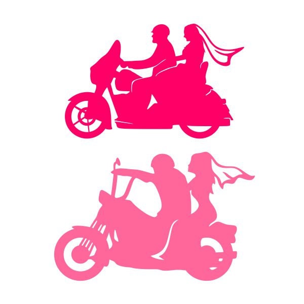 Biker Wedding Couple Cuttable Design PNG DXF SVG & eps File for Silhouette Cameo and Cricut