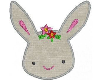 Bunny Face Applique Embroidery Design - Instant Download