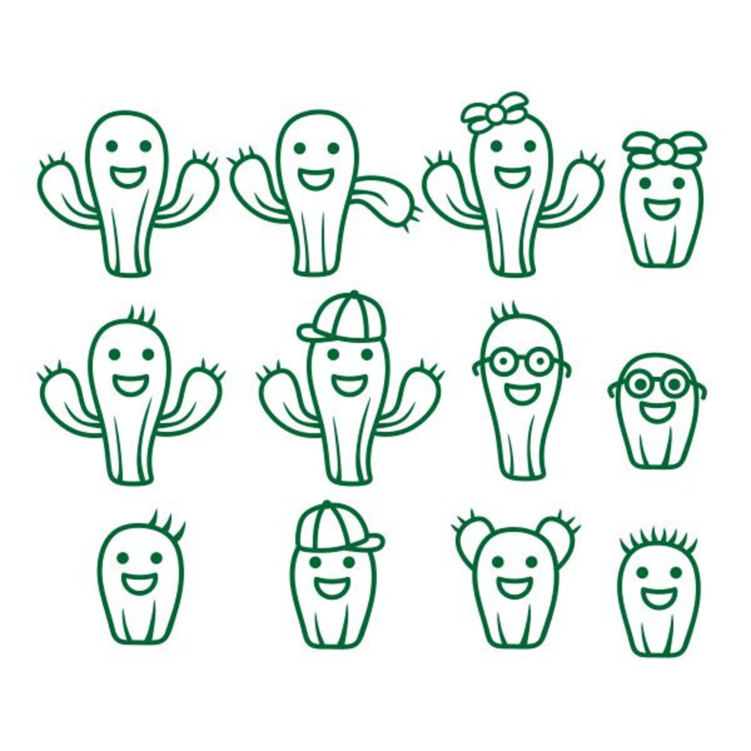 Cactus Family Cuttable Design PNG DXF SVG &amp; Eps File for Silhouette ...