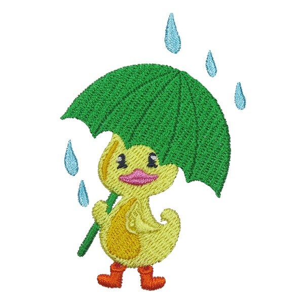 Little Duck and Umbrella Embroidery Design - Instant Download