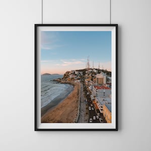 Mazatlán, México, Con vista a la ciudad y la playa, Malecón, Fotografía, Arte mural, Impresión, Descarga digital