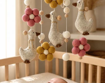 Otter Baby Mobile, Felt Crib Mobile, Woodland Nursery Decor