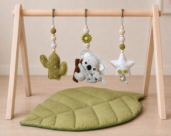 Wooden Play Gym Hanging Toy, Baby Play Arch Pendant, Newborn Gift, Montessori Activity Gym Toy